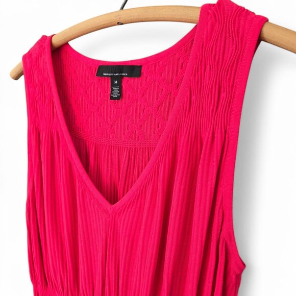 White House Black Market Womens Sleeveless Pink Textured Knit Top Peplum Medium - Picture 6 of 12